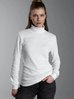 Langarm Ski/Sportrollkragenpullover Weiss