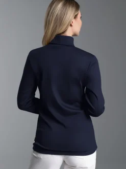Langarm Ski/Sportrollkragenpullover Navy