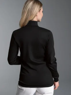 Langarm Ski/Sportrollkragenpullover Schwarz