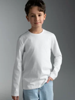 Langarmshirt aus 100% Baumwolle Weiss