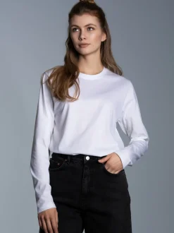 Langarmshirt aus 100% Baumwolle Weiss