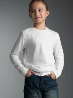 Langarmshirt aus 100% Baumwolle Weiss