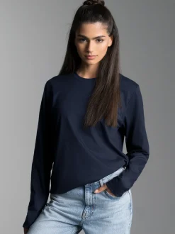 Langarmshirt aus 100% Baumwolle Navy