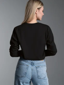 Langarmshirt aus 100% Baumwolle Schwarz