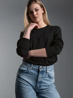 Langarmshirt aus 100% Baumwolle Schwarz