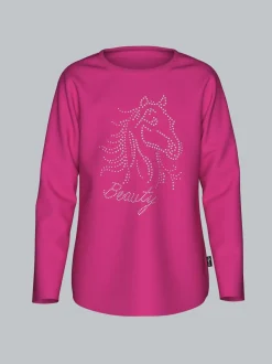Langarmshirt mit glitzerndem Pferde-Print Hibiskus