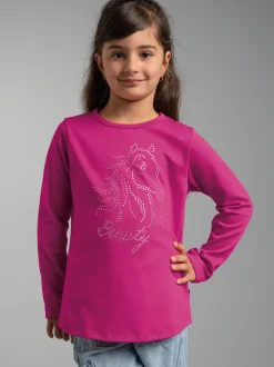 Langarmshirt mit glitzerndem Pferde-Print Hibiskus