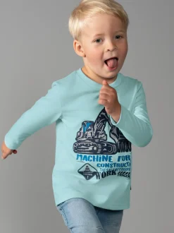 Langarmshirt mit großem Bagger-Print Gletscher