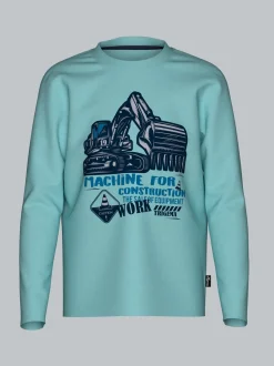 Langarmshirt mit großem Bagger-Print Gletscher
