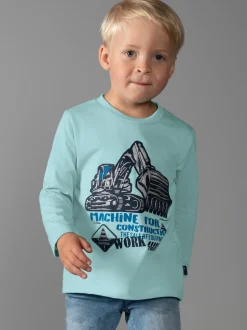 Langarmshirt mit großem Bagger-Print Gletscher