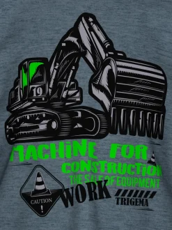 Langarmshirt mit großem Bagger-Print Steingrau-melange
