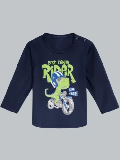 Langarmshirt mit großem Dino-Printmotiv Navy