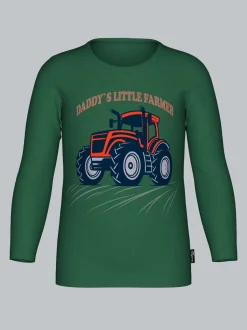 Langarmshirt mit großem Traktor-Printmotiv Efeu