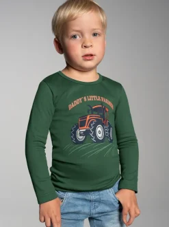 Langarmshirt mit großem Traktor-Printmotiv Efeu