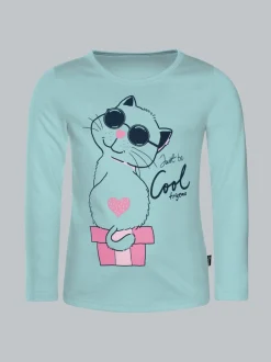Langarmshirt mit Katzen-Motiv Gletscher