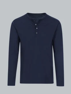 Langarmshirt mit Knopfleiste Navy