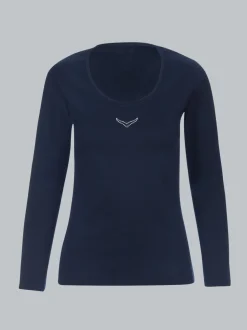 Langarmshirt mit Kristallsteinen Navy