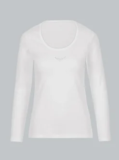 Langarmshirt mit Kristallsteinen Weiss