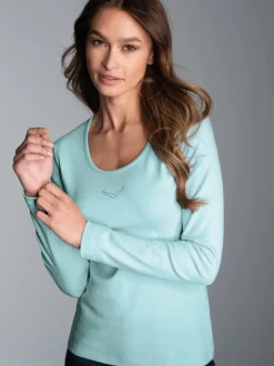 Langarmshirt mit Kristallsteinen Gletscher