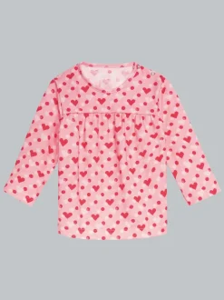 Langarmshirt mit süßem Herzchen-Muster Rosé