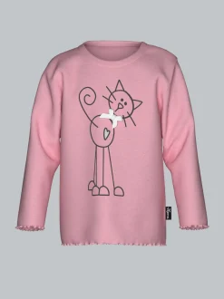 Langarmshirt mit süßem Katzen-Printmotiv Lilie