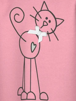 Langarmshirt mit süßem Katzen-Printmotiv Lilie