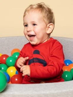 Langarmshirt mit süßem Pinguin-Print Kirsch