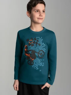 Langarmshirt mit sportlichem Motorrad-Print