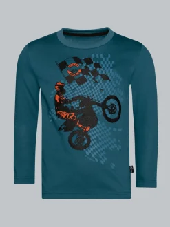 Langarmshirt mit sportlichem Motorrad-Print