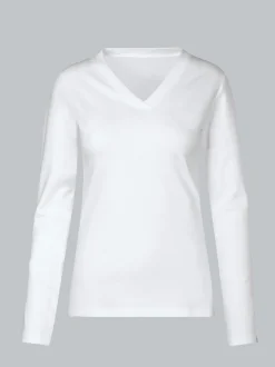 Langarmshirt mit V-Ausschnitt Weiss