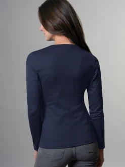 Langarmshirt mit V-Ausschnitt Navy