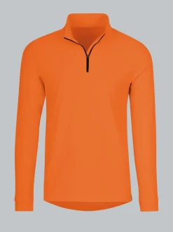 Langärmeliges Sportshirt mit Reißverschluss Leuchtorange