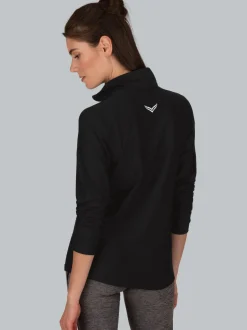 Langärmeliges Sportshirt mit Reißverschluss Schwarz