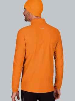 Langärmeliges Sportshirt mit Reißverschluss Leuchtorange