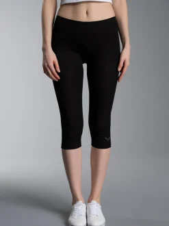 Leggings 3/4 mit Kristallsteinen Schwarz