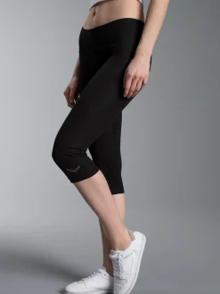 Leggings 3/4 mit Kristallsteinen Schwarz