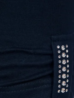 Leggings 7/8 mit Kristallsteinen Navy
