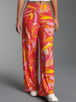 Leichte Hose mit Allover-Muster "Aloha" Koralle