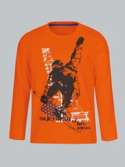 Longsleeve mit Snowboard-Print Mandarine