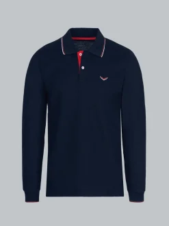 Modisches Poloshirt mit langen Armen Navy