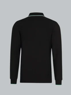 Modisches Poloshirt mit langen Armen Schwarz