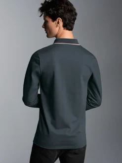 Modisches Poloshirt mit langen Armen Anthrazit