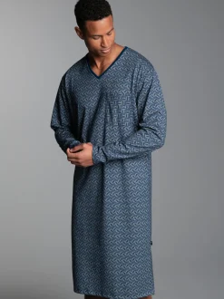 Nachthemd mit Allover-Blätter-Muster Night-blue