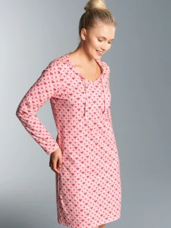 Nachthemd mit Allover-Herzen-Print Rosé