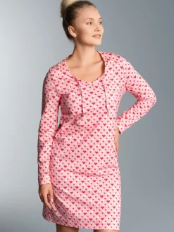Nachthemd mit Allover-Herzen-Print Rosé