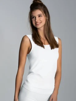 Nahtloses Trägershirt Weiss