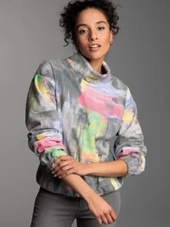 Oversized Fleecepullover mit Stehkragen Anthrazit