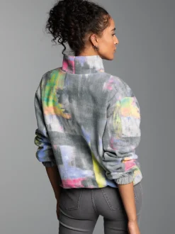 Oversized Fleecepullover mit Stehkragen Anthrazit