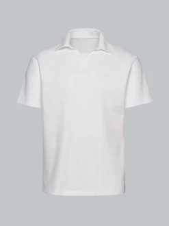 Oversized Poloshirt ohne Knopfleiste in Waffeloptik Weiss
