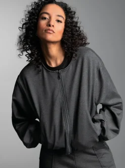 Oversized Sweatjacke Anthrazit-melange